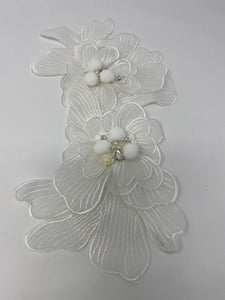 NEW, Exclusive, "White Flower" Size 12'', (sew-on) Fashion Applique, Patch for Denim Jacket, Camo, Sweaters