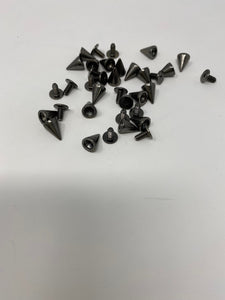 NEW, "Screw on Spikes", 10mm "Black" Spiked Studs, Cone Spikes Screw-back Studs for Clothing, Leather, Spikes with Screws, 100 PCS