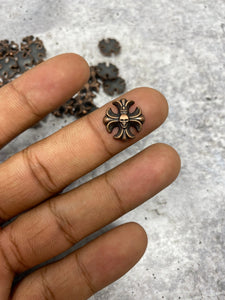 NEW, Hotfix Rusted Bronze Royal Cross Studs, 100 Pcs,(One Size), Great for Denim, Sweaters, Camo Jackets, Belts, Bags, Shoes, Crafts,+ MORE!