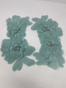 NEW, Exclusive, "Seafoam Green Flower ," Size 12'', (sew-on) Fashion Applique, Patch for Denim Jacket, Camo, Sweaters