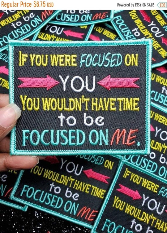 Colorful Patch, 4.5x3"-inch Embroidered Patch "Focus" iron-on, Patch/Applique, Statement Patch, Hustle Patch, Entrepreneur Applique