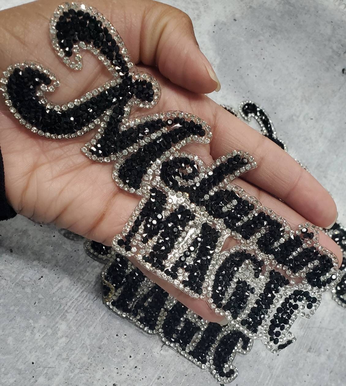 NEW Arrival, Blinged Out "Melanin Magic" Rhinestone Patch with Adhesive, Rhinestone Applique, Size 6"x2", Czech Rhinestones, DIY Applique