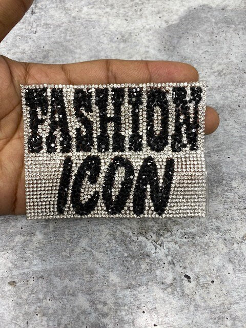 NEW, Blinged Out "Fashion Icon" Rhinestone Patch with Adhesive, Rhinestone Applique, Size 5"x2.5", Czech Rhinestones, DIY Applique