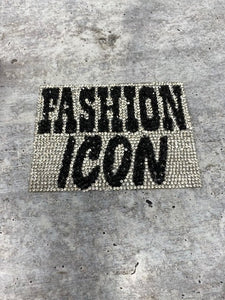 NEW, Blinged Out "Fashion Icon" Rhinestone Patch with Adhesive, Rhinestone Applique, Size 5"x2.5", Czech Rhinestones, DIY Applique