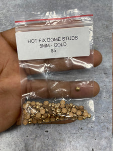 NEW, Hotfix Dome Studs, 100 Pcs, 5mm (XSmall) GOLD, Great for Denim, Sweaters, Camo Jackets, Belts, Bags, Shoes, Crafts,+ MORE!
