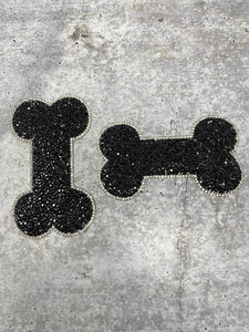 Patched Up Pup: "Blinged Out Doggie Bone" Iron-on Rhinestone Patch for Dogs, Patch for Dog Lovers, Gift for Your Dog, Sz. 4.5", Doggie Vest