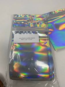 Bags: 100 pc, Smell Proof Holographic Bags for Food or Product; Size 4x6", Resealable Bags, Weed Bags, Product Bags, Cookie Bags, Laser Bags