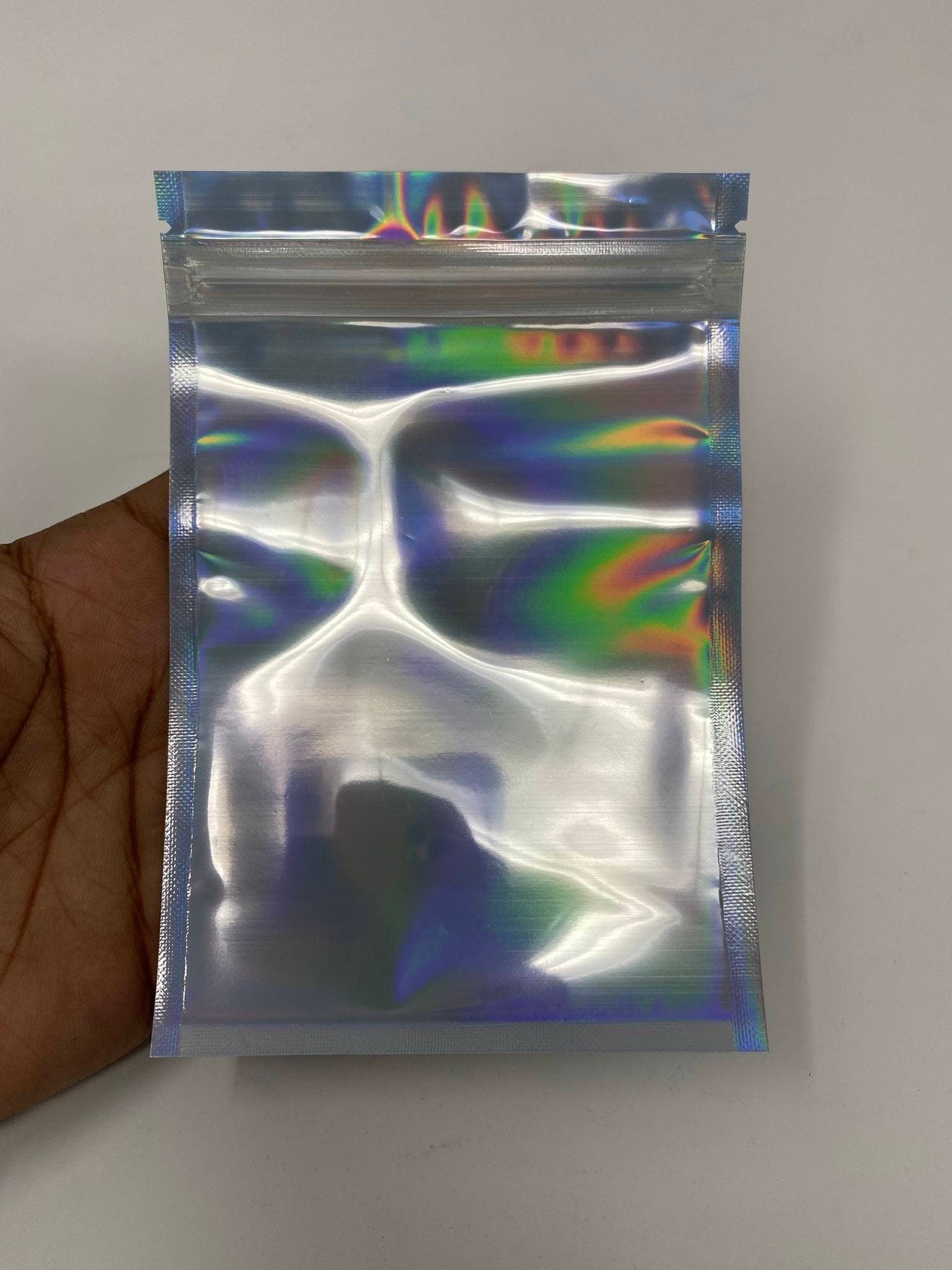 Bags: 100 pc, Smell Proof Holographic Bags for Food or Product; Size 4x6", Resealable Bags, Weed Bags, Product Bags, Cookie Bags, Laser Bags