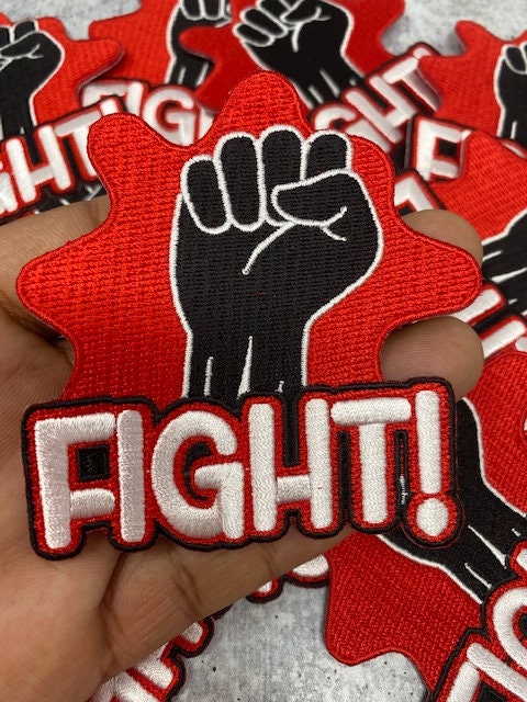 FIGHT FIST!, Exclusive Afrocentric Patch, Size 4'', Iron-on Patch, Conscious Gifts, Juneteenth, BLM