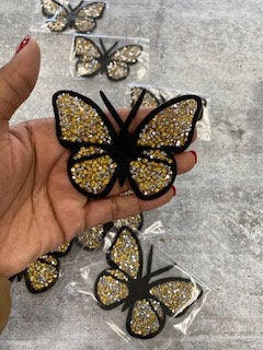 Exclusive, MULTI-COLOR "Butterfly" Bling Patch, Size 3", Cool Applique For Clothing, Iron-on Patch, Small Patch for Jackets, DIY Projects