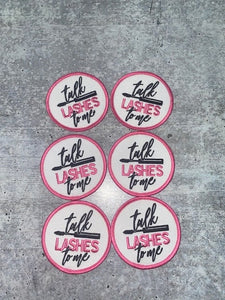 NEW,"Talk Lashes To Me", 1 Pc. Makeup Lovers Badge, Iron-on Merit Badge, 100% Embroidered, DIY Appliques, Great for MUA's & Women, 2.5 in"