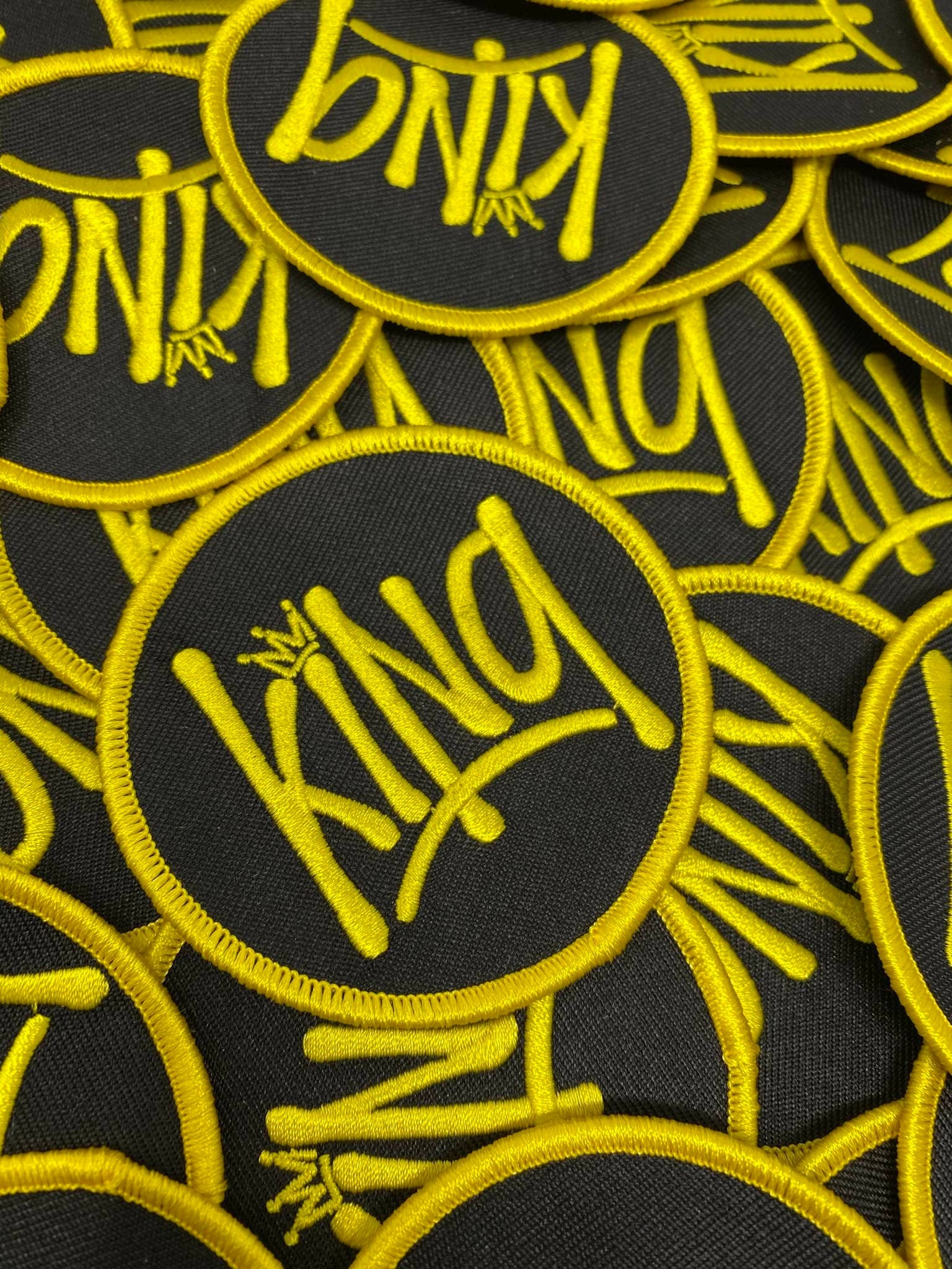 Rhino the King Embroidered Iron-on / Velcro Sleeve Patch