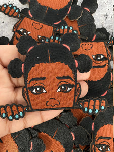 NEW, 3" Adorable Peek a Boo Bantu Patch, Cute Patch for Girls, iron-on patch for denim and converse, Patch for Little Girls