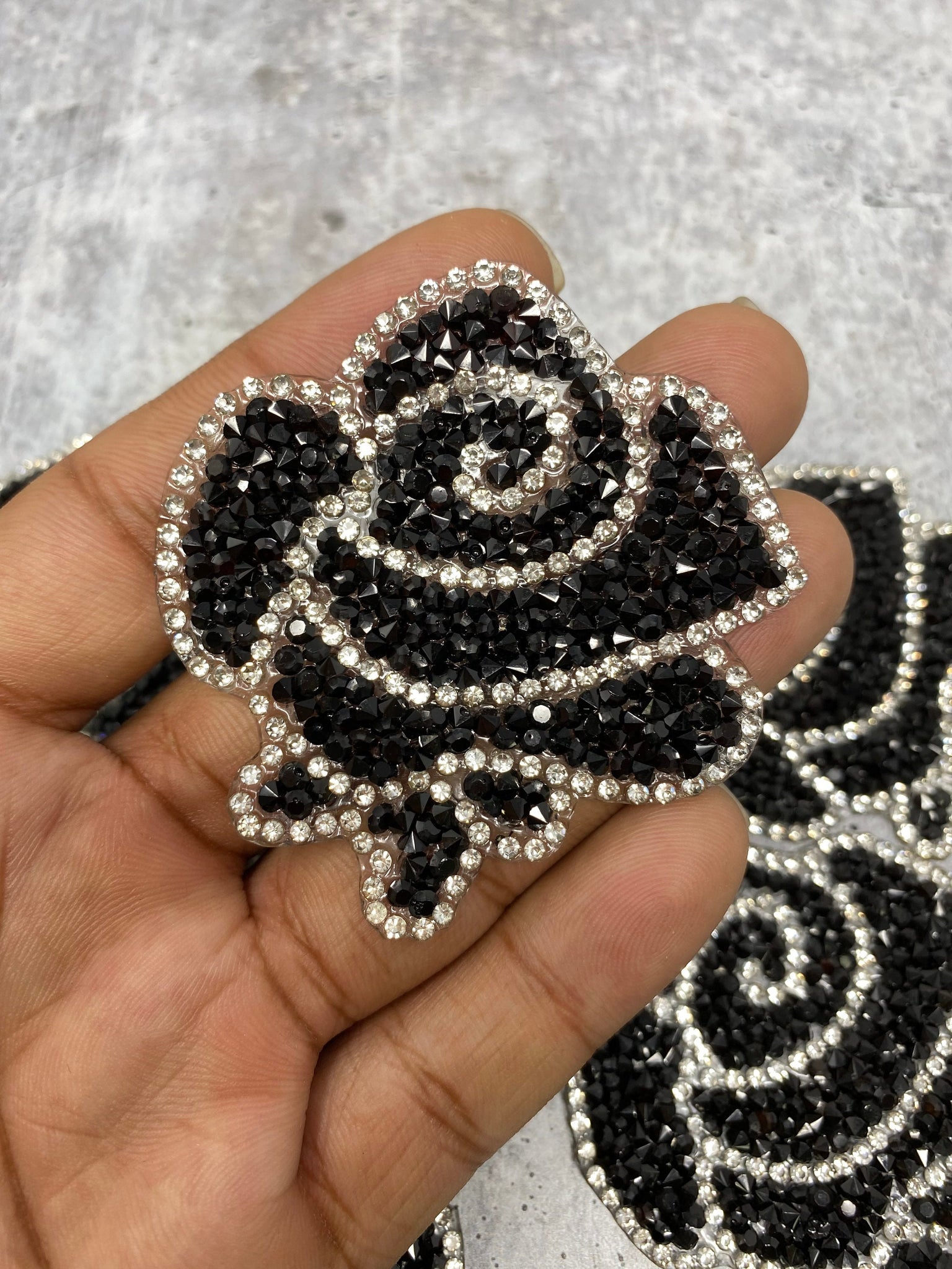 NEW Arrival, 2Pc. Set,Blinged Out BLACK, "Onyx Roses" Rhinestone Patch with Adhesive, Size 2.5" Czech Rhinestones,DIY Applique