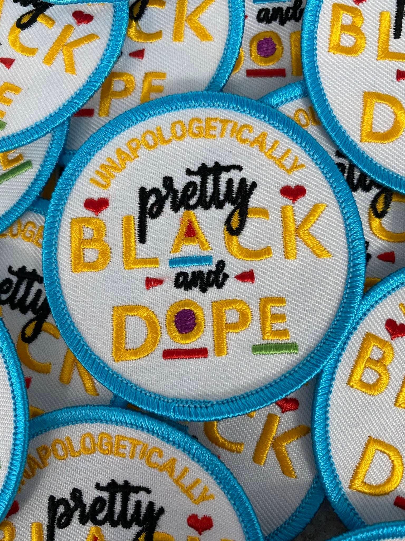 Unapologetically Pretty, Black and Dope," Colorful Patch, Small Circular Iron-on Embroidered Badge, DIY Craft Apparel & Accessories, Size 3"