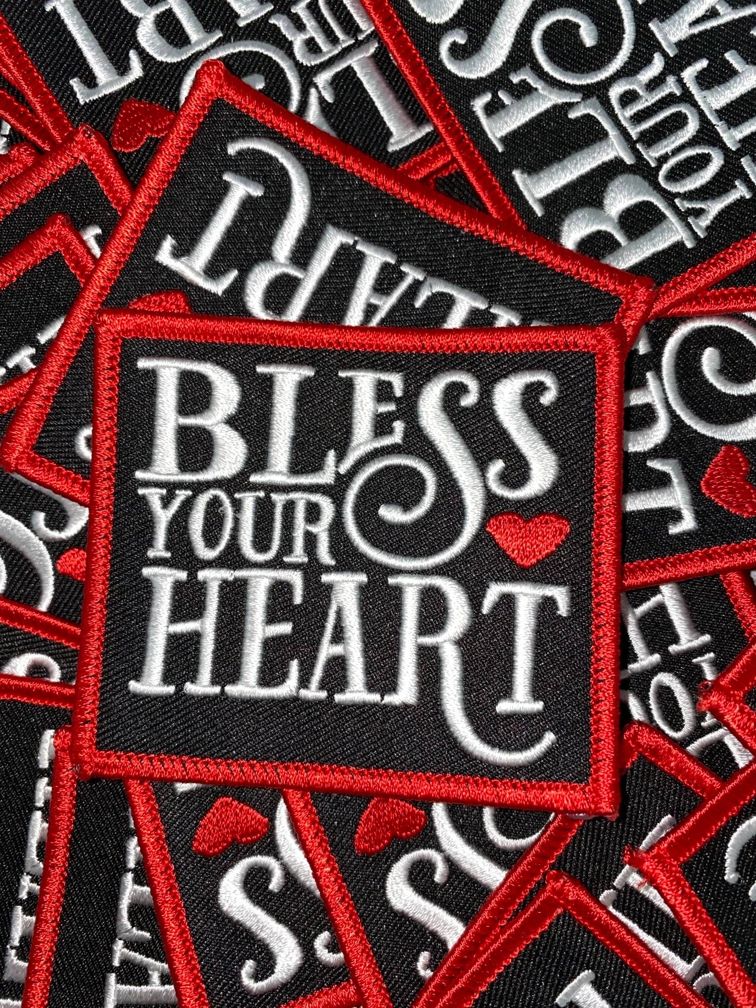 NEW Arrival "Bless Your Heart", Cute Inspirational Applique, Iron-on Embroidered Patch, Embroidery Design, Size 4", Small Jacket Patch, DIY