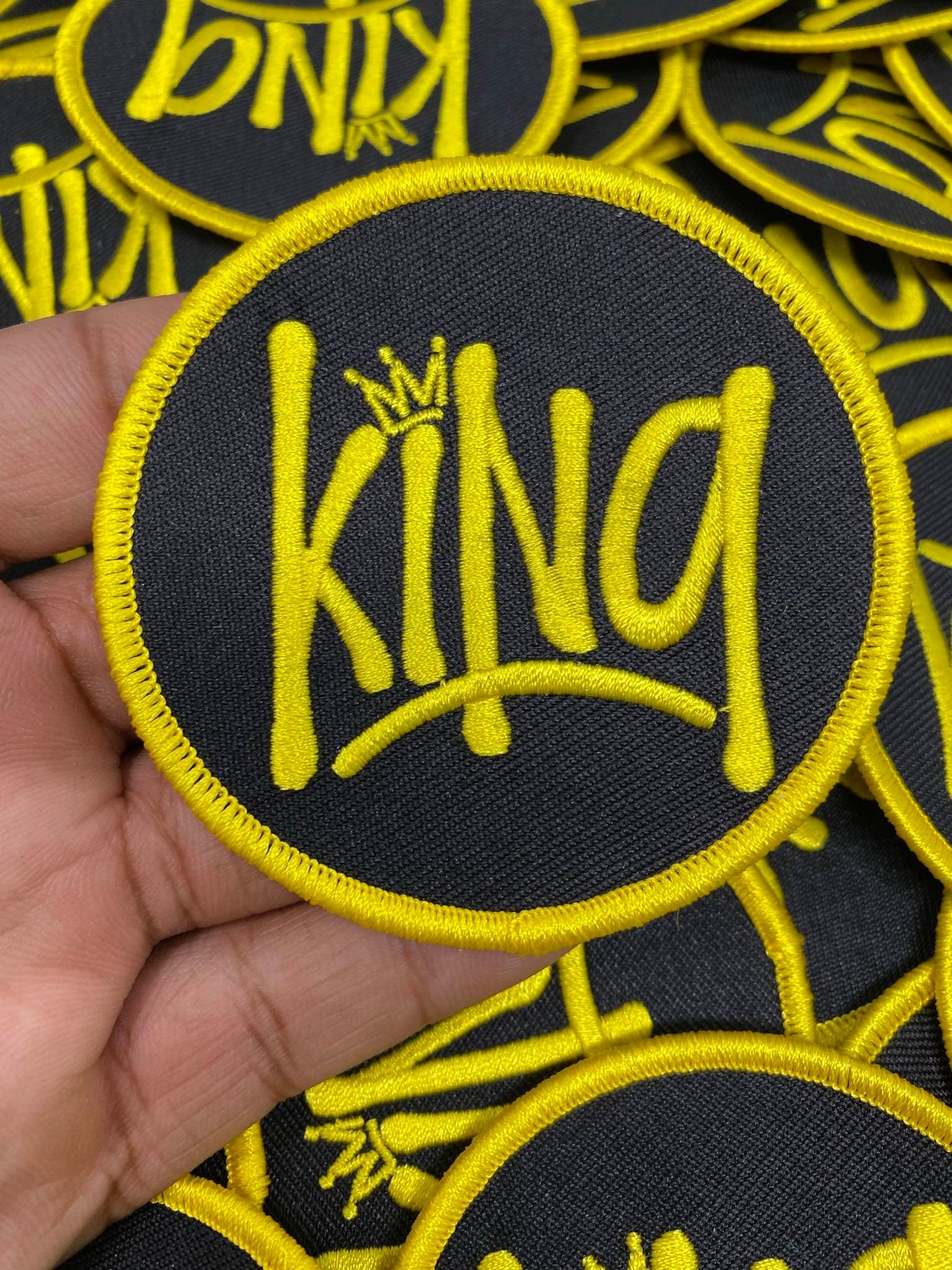Black & Yellow, 3 Circular King Iron-on Embroidered Patch; Patches for  Men, Small Jacket Patch, Morale Patch, Cool Patches for Hats