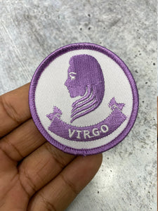 NEW, Fun, Vintage "Virgo" Astrology Iron-On Patch, Embroidered Zodiac Signs, 1 Pc., 3 Inches