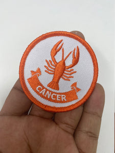 NEW, Fun, Vintage "Cancer" Astrology Iron-On Patch, Embroidered Zodiac Signs, 1 Pc., 3 Inch