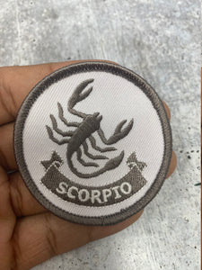 NEW, Fun, Vintage "Scorpio" Astrology Iron-On Patch, Embroidered Zodiac Signs, 1 Pc., 3 inch