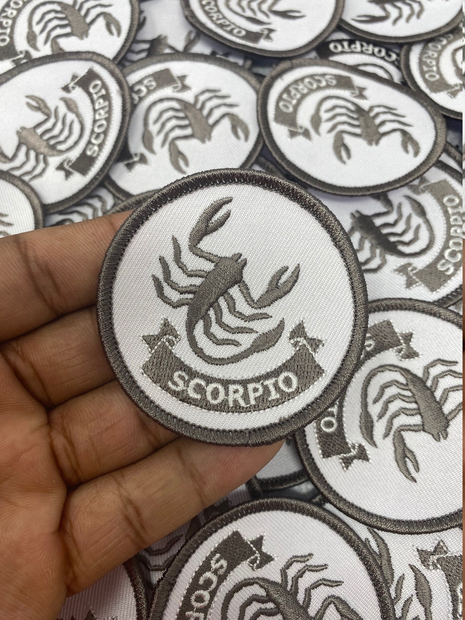 NEW, Fun, Vintage "Scorpio" Astrology Iron-On Patch, Embroidered Zodiac Signs, 1 Pc., 3 inch