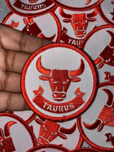 NEW, Fun, Vintage "Taurus" Astrology Iron-On Patch, 1 Pc., 3 inch, Embroidered Zodiac Signs