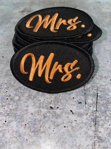 NEW, Exclusive  "Mrs." , embroidered patch, Gift for Wives, Great for women, patch applique, Size 2.5"