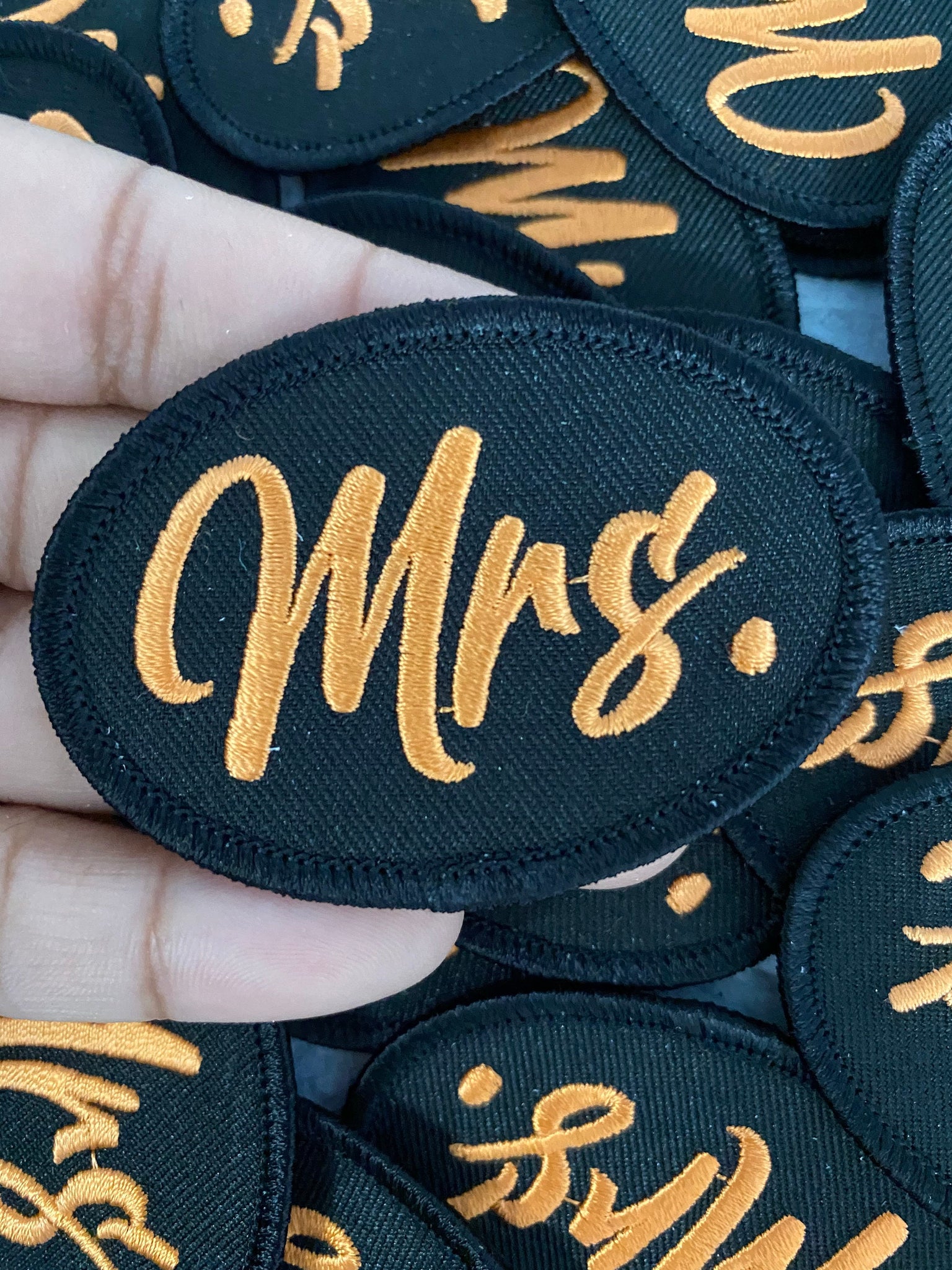 NEW, Exclusive  "Mrs." , embroidered patch, Gift for Wives, Great for women, patch applique, Size 2.5"