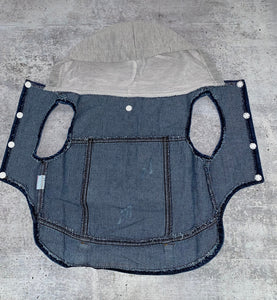 Exclusive "Patched Up Pups" Denim Doggie Vest With Hood, Sizes (XS-XL), Great for all dogs, Gifts For Pets, Gift For Pet Owners; Vest ONLY!
