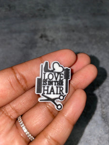 New, "Love Is In The HAIR" Charm for Crocs; 1Pc., Symbolic Statement Charms for Clogs;  Cute Charm for Shoes and Silicone Bracelets