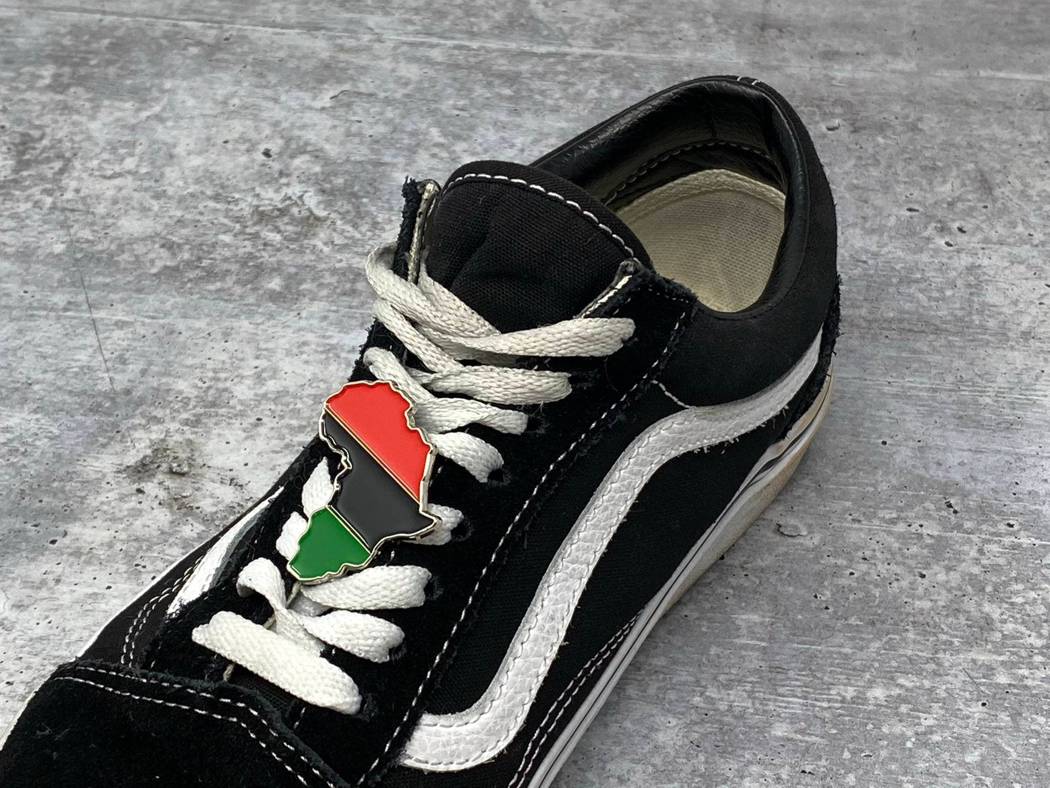 Cool "Pan-African Flag" 1-pc/ Shoelace Charm, Soft Enamel Skate Charm, Size 2",  Designer Charms For Shoes and Skates, RGB Flag Charms