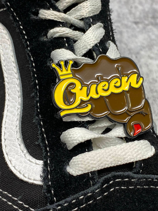 New "Queen Fist" 1-pc/Shoelace Charm, Soft Enamel Skate Charm, Size 2",  Designer Charms For Shoes and Skates, Popular Afrocentric Charm