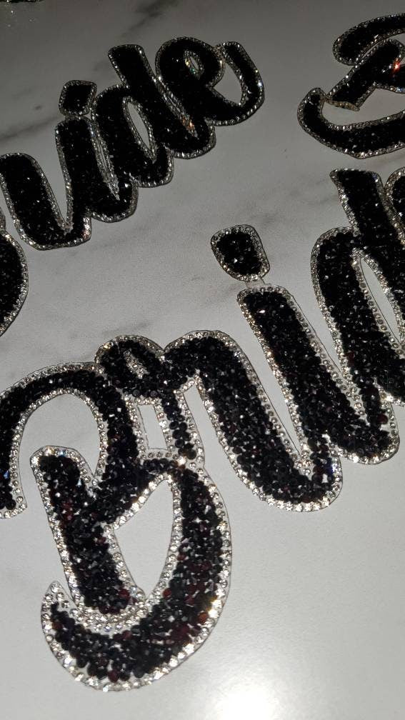New, "BRIDE" Rhinestone Patch, Bling Bling Patch with Adhesive, Size 7.8" Czech Rhinestones, DIY Applique, Bridal Party, Bride Gift, Wedding