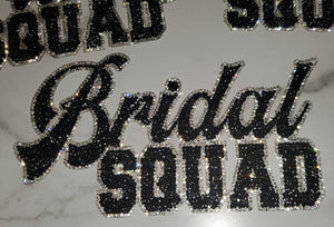 New, "Bridal SQUAD" Rhinestone Patch, Bling Patch with Adhesive, Size 9.5" Czech Rhinestones, DIY Applique, Bridal Party, Bride Gifts