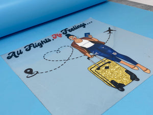 T-shirt Transfer Sheet, "All Flights. No Feelings"  for HEAT PRESSING on garments,T-Shirts, Sweaters, Htv Appliques, Etc.