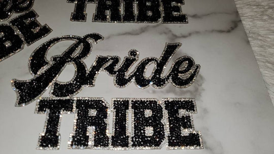 New, "Bride TRIBE" Rhinestone Patch, Bling Patch with Adhesive, Size 9" Czech Rhinestones, DIY Applique, Bridal Party, Bride Gifts, Wedding