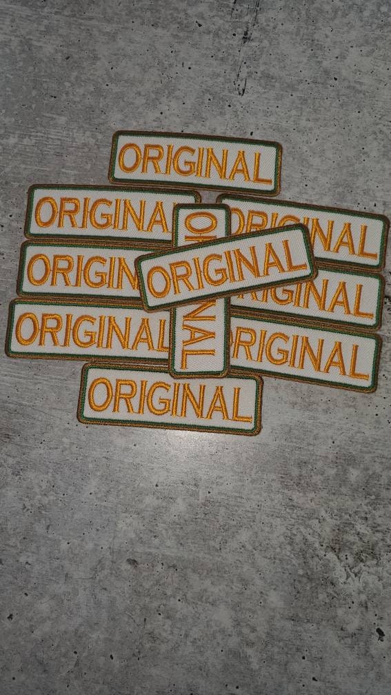 Vintage Orange/Brown/Green, 1-pc, "Original" Patch, Iron-On Embroidered Applique; Patch for Clothing, Size 3"x1", DIY Applique, Badge Patch