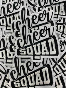 New Arrival,"Cheer Squad" Black/White, Cheerleading Patch, Iron-on Applique for Jackets, Camo, & Bags, Size 4", Cheerleader Patch