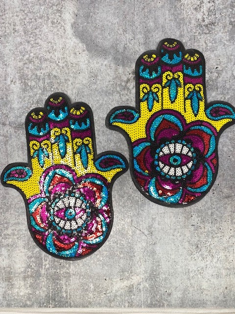 New Arrival, Hamsa Eye Patch, Large Sequins Iron-on Patch, Colorful, –  PatchPartyClub