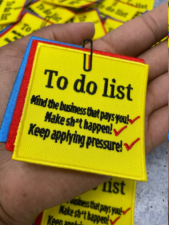 New ARRIVAL, "To Do List" DIY Notepad, Cool Novelty Patch, Embroidered Applique Iron On Patch, Size 4"x 4", Notepad Patch, Planner Girl