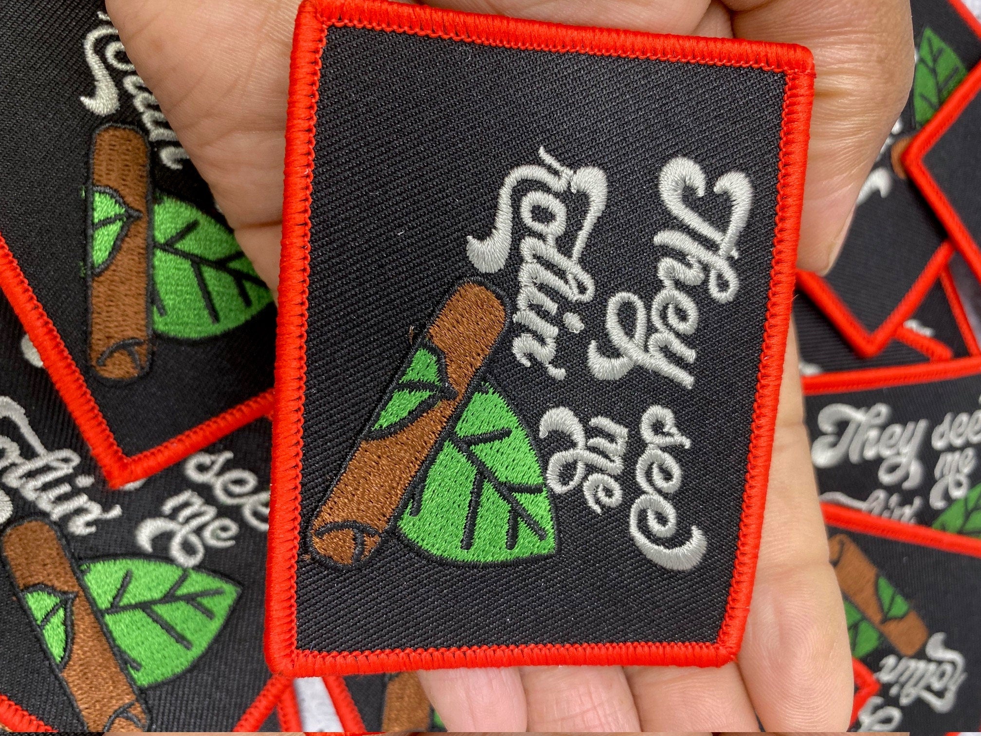 Cigar Lovers,"They See Me Rolling" 1-pc, Smokers Gift, Cool Embroidered Patch, Size 3',  Iron-on, Patches for Men