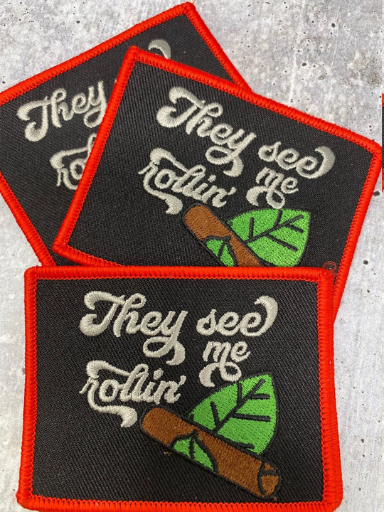 Cigar Lovers,"They See Me Rolling" 1-pc, Smokers Gift, Cool Embroidered Patch, Size 3',  Iron-on, Patches for Men