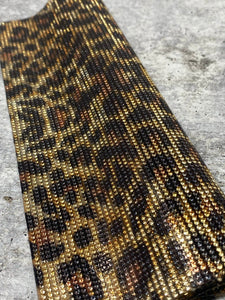 Gold w/Brown Cheetah Print,Hot-fix Rhinestone Sheet for Blinging Clothes, Shoes, Handbags, Mugs, Wine Glasses & More, 10" x 16.5" sz