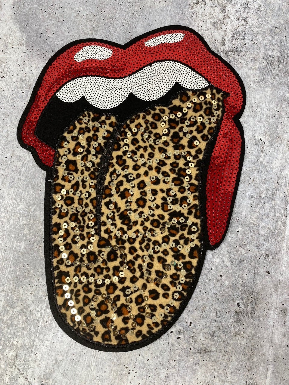 Large Lips Sequin Patches for Clothing Thermo Adhesive Patch