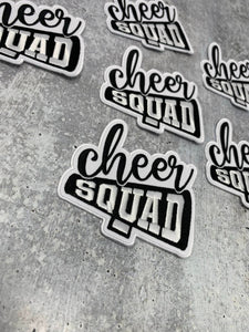 New Arrival,"Cheer Squad" Black/White, Cheerleading Patch, Iron-on Applique for Jackets, Camo, & Bags, Size 4", Cheerleader Patch