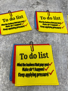 New ARRIVAL, "To Do List" DIY Notepad, Cool Novelty Patch, Embroidered Applique Iron On Patch, Size 4"x 4", Notepad Patch, Planner Girl