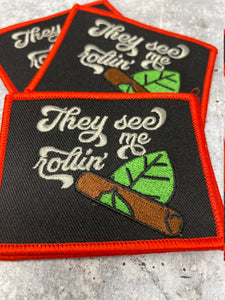 Cigar Lovers,"They See Me Rolling" 1-pc, Smokers Gift, Cool Embroidered Patch, Size 3',  Iron-on, Patches for Men