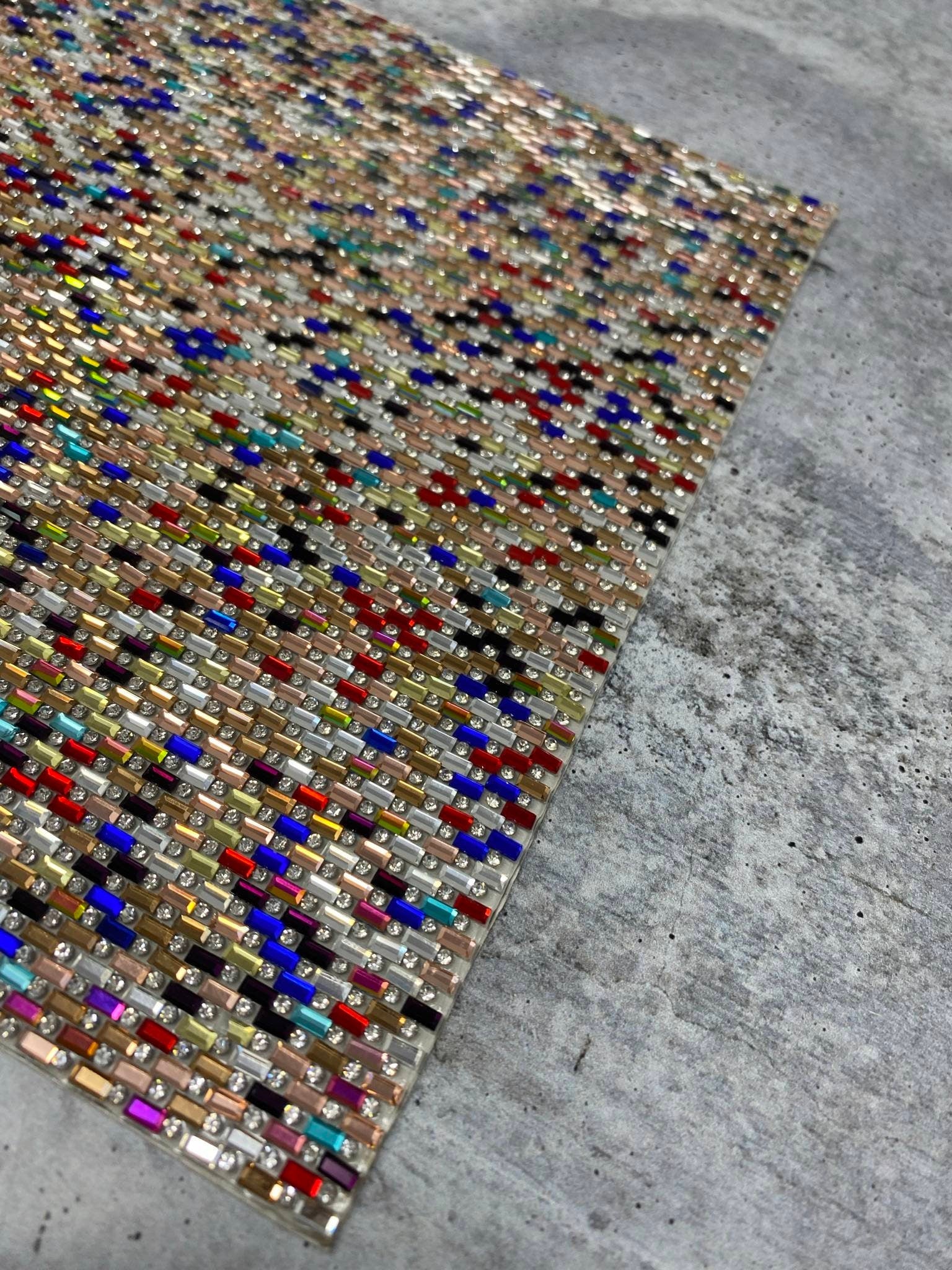 Square Colorful Stones, Self-Adhesive Rhinestone Sheet, for Crafts: Blinging Clothes, Shoes, Handbags, Mugs & Wine Glasses,Size  10" x 16.5"