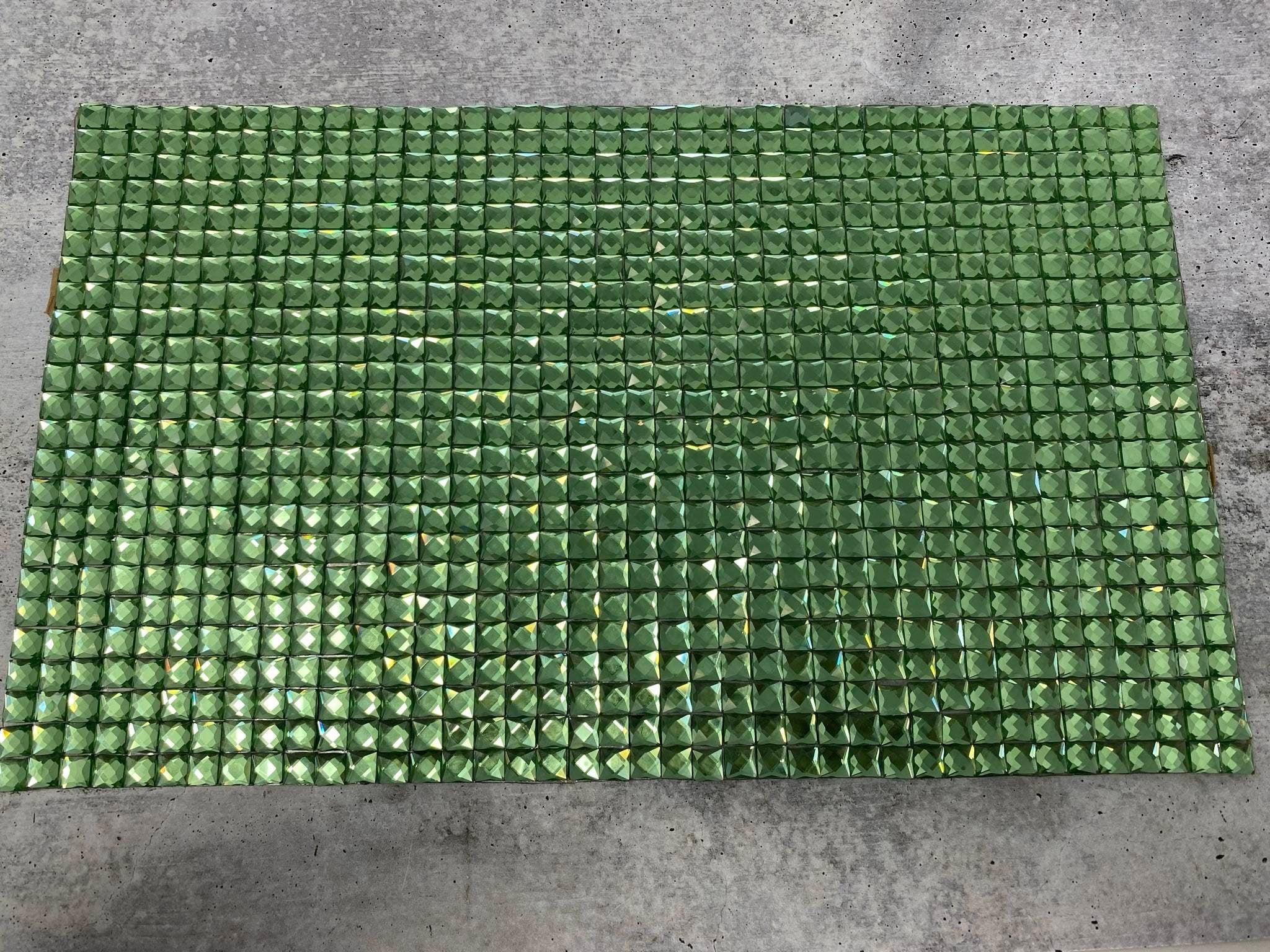 Glass "GREEN" Squares,Hot-fix Rhinestone Sheet for Blinging Clothes, Shoes, Handbags, Wine Glasses & More, 10" x 16.5" sz, 135 Squares