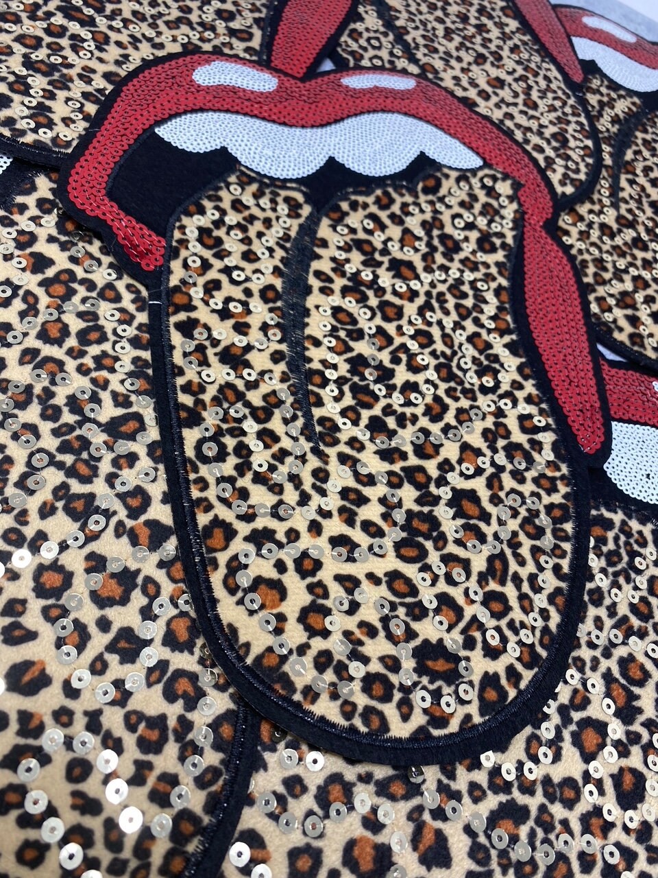 Large Lips Sequin Patches for Clothing Thermo Adhesive Patch